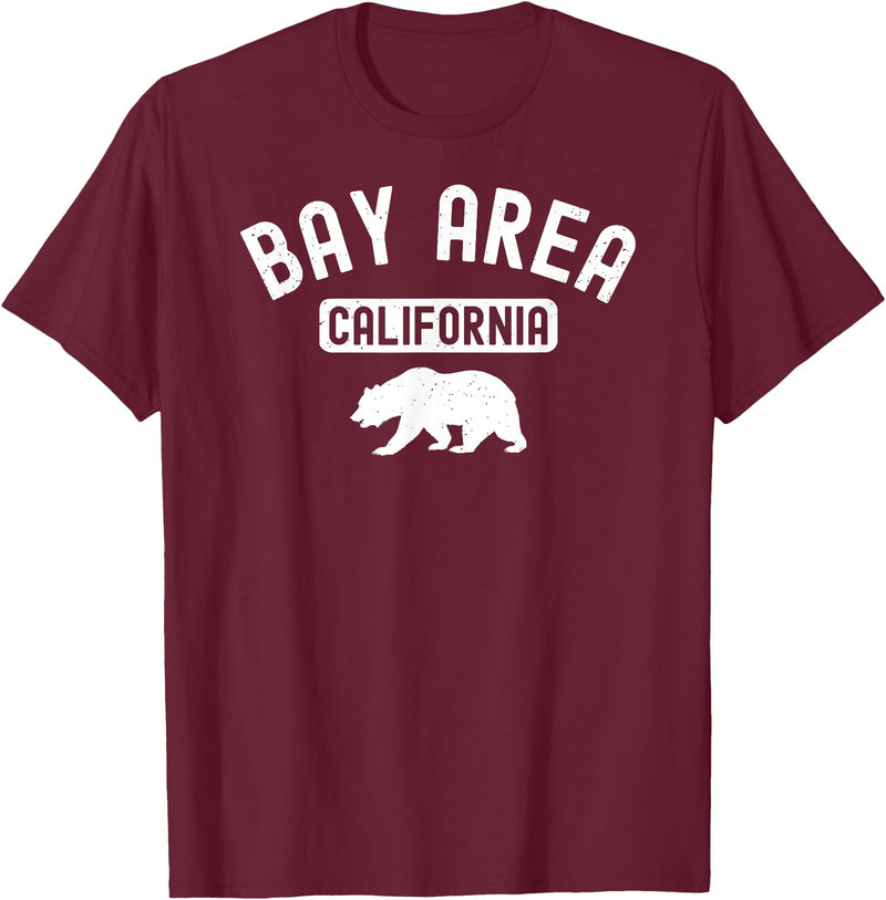 Cali Retro Tees Bay Area San Francisco Oakland Berkeley California 510 Bear T-Shirt - Burgundy