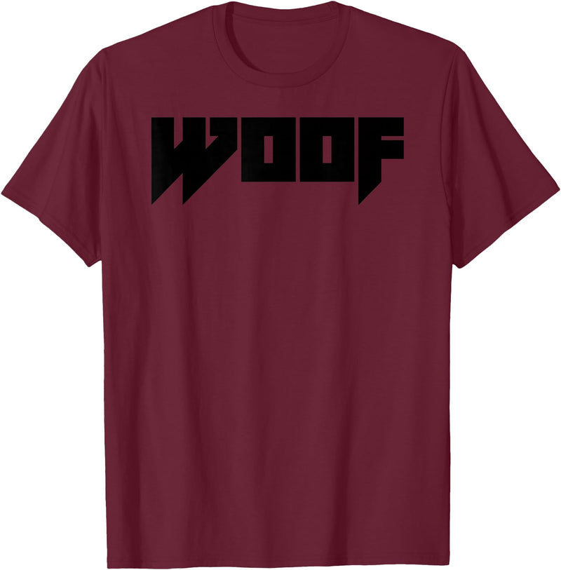 WOOF Gay Men Bear Daddy Pride LGBTQIA+ Funny Metal Novelty T-Shirt - Burgundy