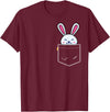 Bunny in Pocket Rabbit Lover Gifts for Women Men Kids T-Shirt in Burgundy