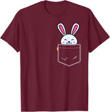 Bunny in Pocket Rabbit Lover Gifts for Women Men Kids T-Shirt in Burgundy