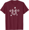 90s Y2K Sassy Cheeky Bunny Rabbit Hare Under Starry T-Shirt in Burgundy