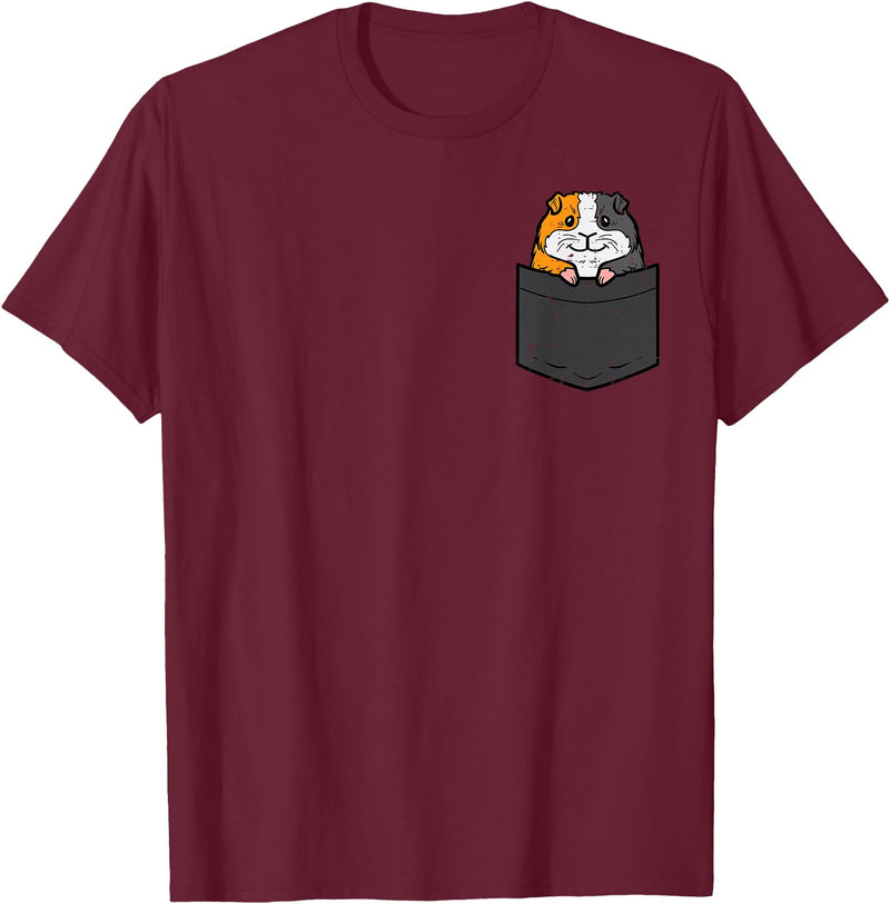 Guinea Pig Shirts For Men Women Kids Gift Guinea Pig Pocket Funny Cavy Rodent Animal Men Women Kids T-Shirt - Burgundy