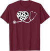 Cute Cow Print Design Stethoscope Gifts Him Her Cow Print Pattern Nurse Doctor Cardiology Stethoscope Heart T-Shirt -