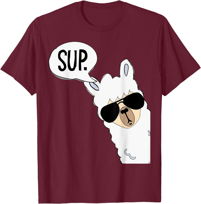 Funny Alpaca Gifts Accessories Alpaca Llama Sup T-Shirt - Burgundy