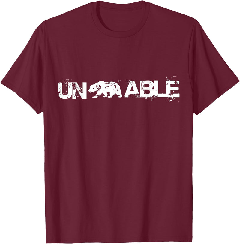 Funny Unbearable T-Shirt - Un Bear Able Tee Funny Un Bear Able Shirt - Unbearable T-Shirt T-Shirt - Burgundy