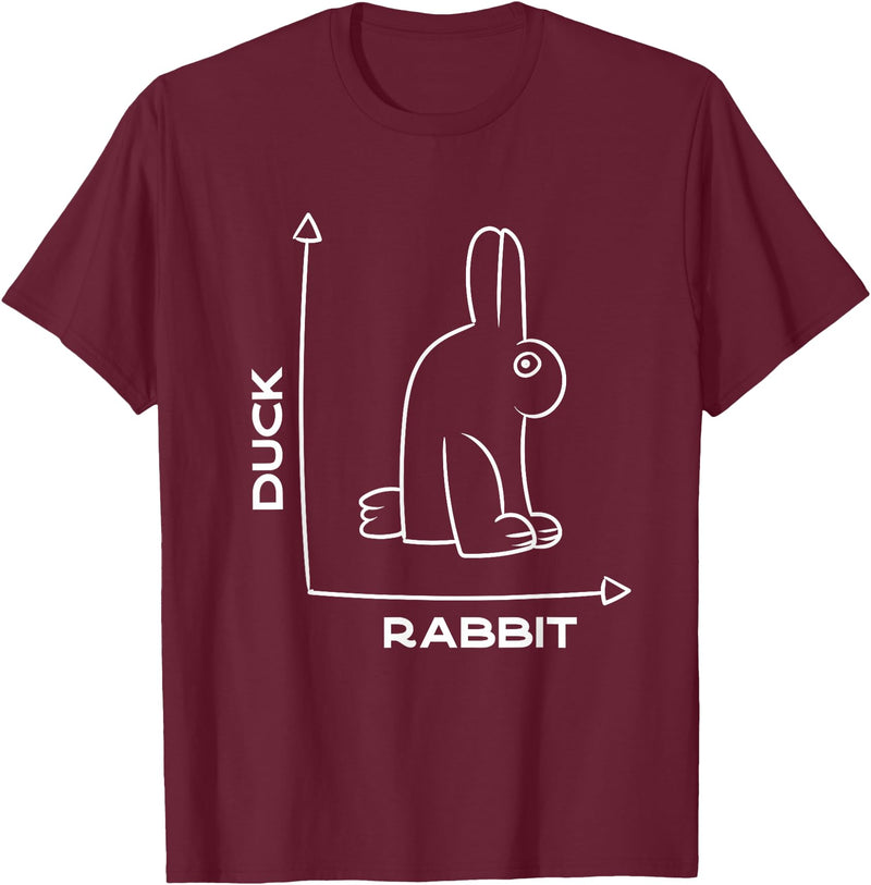 Duck - Rabbit - Funny - Joke - Bunny - Optical Illusion -Pun T-Shirt in Burgundy