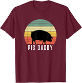 Pig Farmer for Men Women Kids Boys Girls Pig Dad - Daddy Farmer Farming Farm Pork Animal Livestock T-Shirt - Burgundy