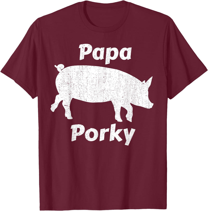 Papa Porky Pig Daddy Father Hog pork T-Shirt - Burgundy