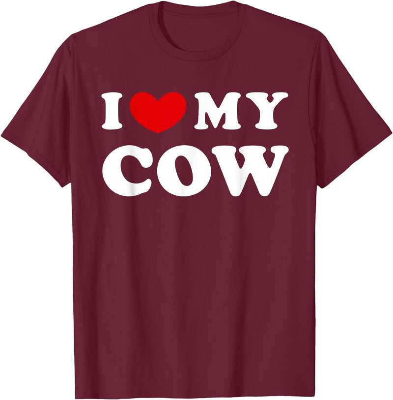 I Heart My Everything - Collection I Love My Cow, I Heart My Cow, I Love My Cow T-Shirt - Burgundy