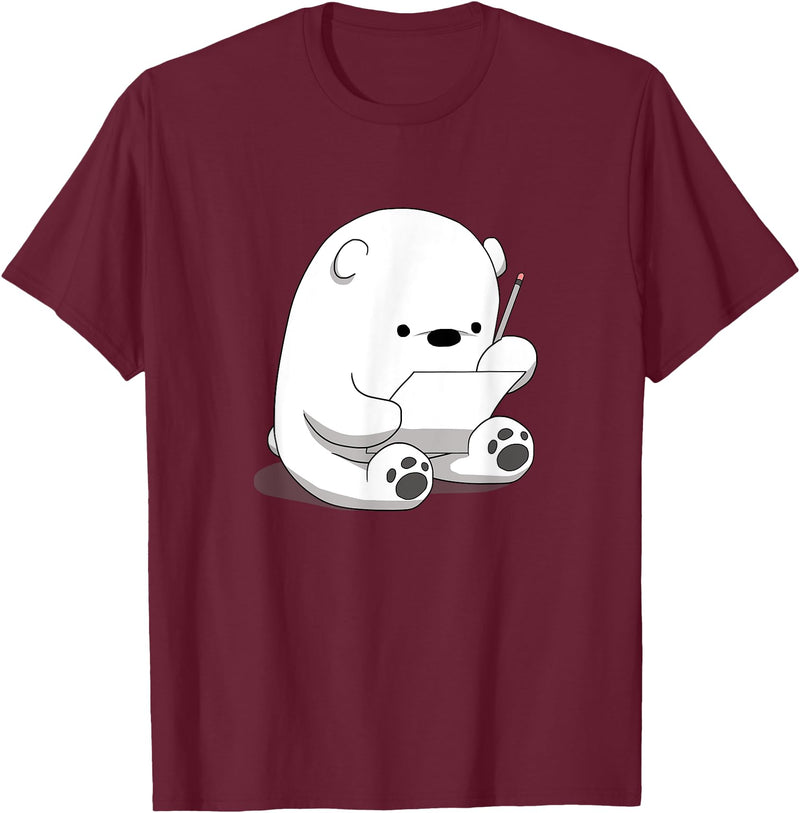 BoredKoalas Polar Bear Cartoon Fluffy Polar Bear Cute Arctic Animal Girls Gift T-Shirt - Burgundy