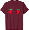 Fruit Boobs Co Strawberry Fruit Boobs Funny Summer Food T-Shirt - Burgundy