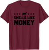 Calf to Cow Farming Apparel Smells Like Money Retro 90s Dairy Farm Gift Shirt T-Shirt - Burgundy