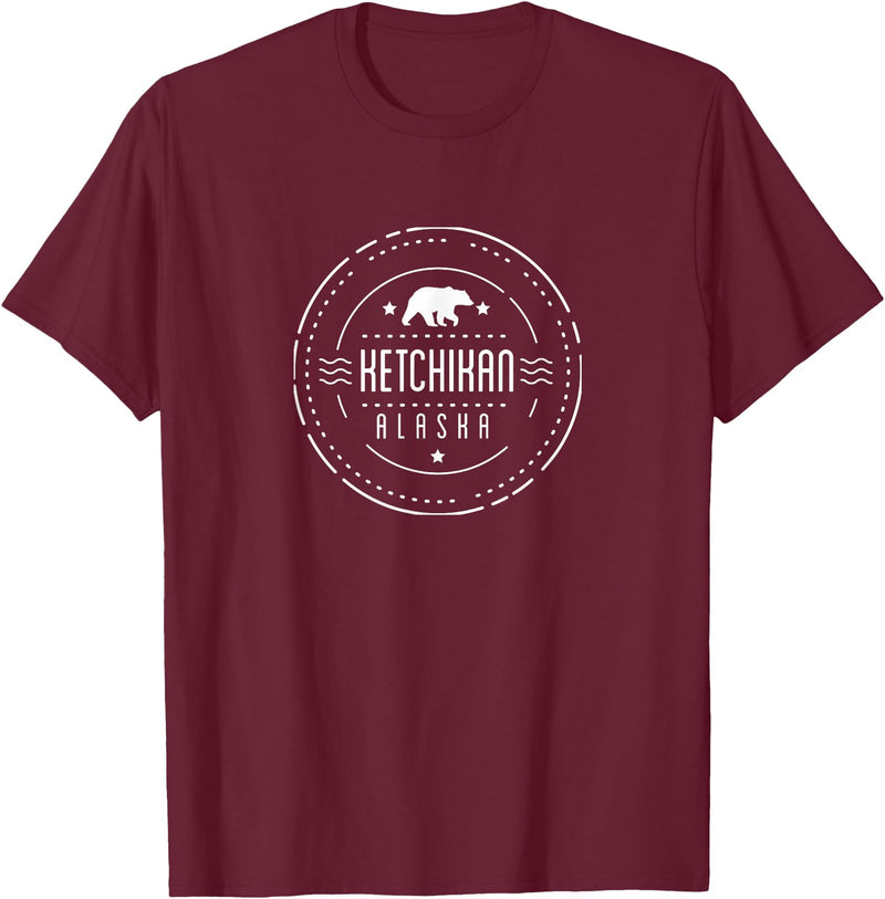 Alaska Vacation Shirts Ketchikan Alaska Shirt with Bear Tshirt T-Shirt - Burgundy