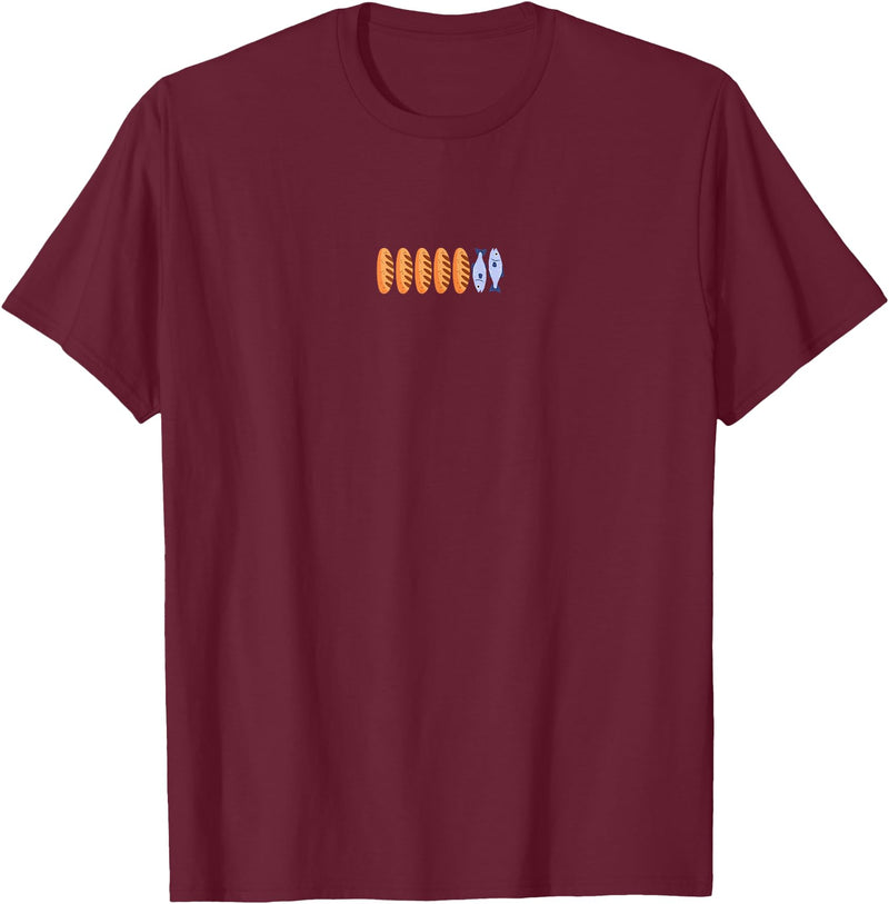 Redeemed Creations Fishes And Loaves Christian T-Shirt - Burgundy