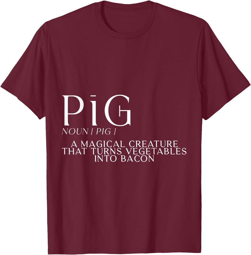 Bacon FH Pig, A Magical Creature That Turns Vegetables Into Bacon --- T-Shirt - Burgundy