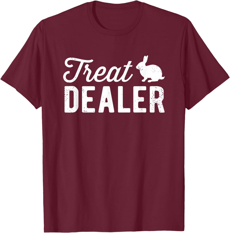 Rabbit Treat Dealer Funny Humor Bunny Treats Rabbit Owner T-Shirt in Burgundy