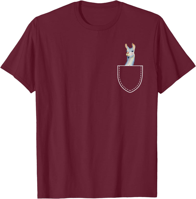 Funny Llama Gifts Llama In A Pocket - Alpaca T-Shirt - Burgundy