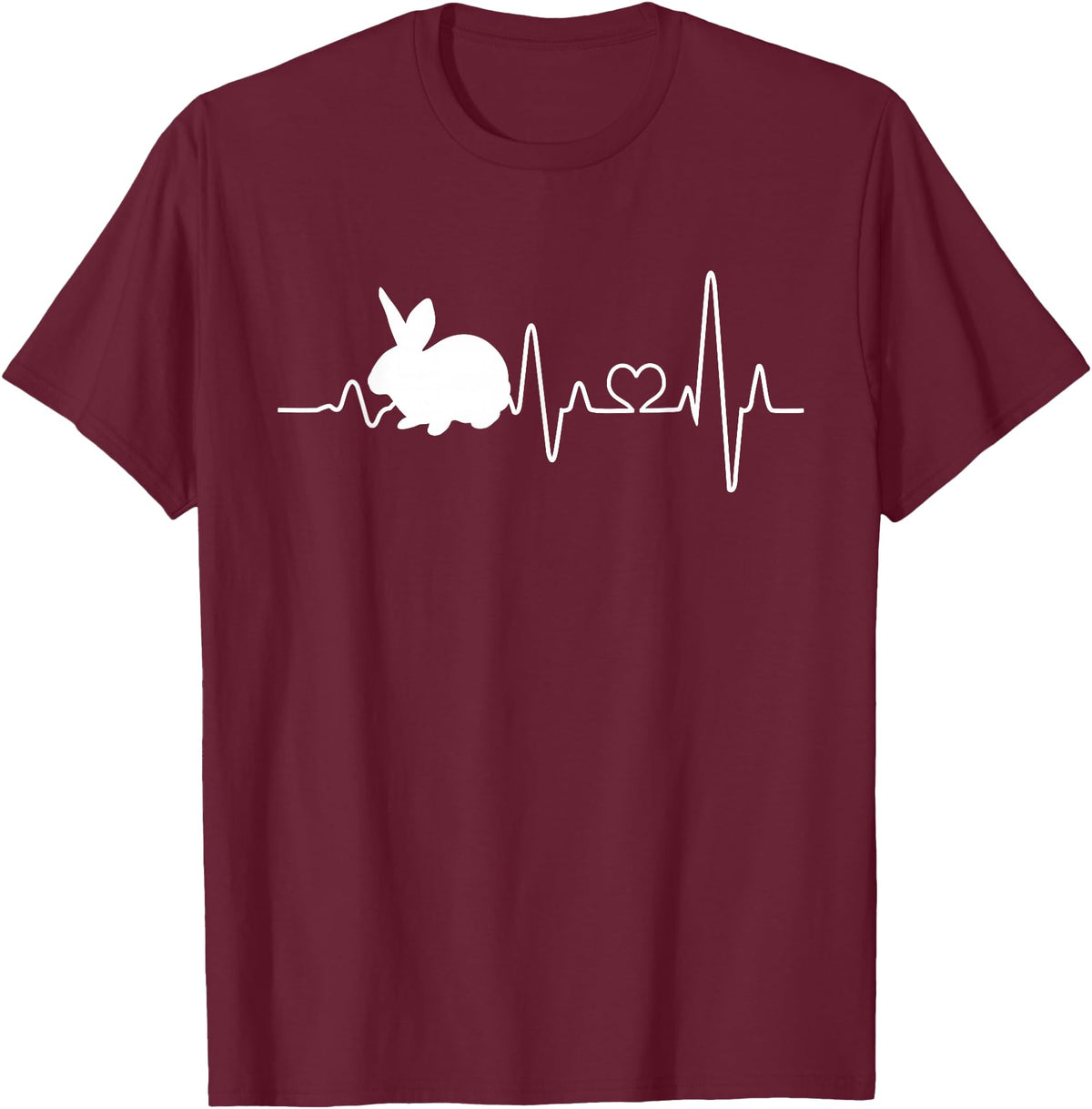 Bunny Heartbeat Pulse Rabbit T-Shirt in Burgundy