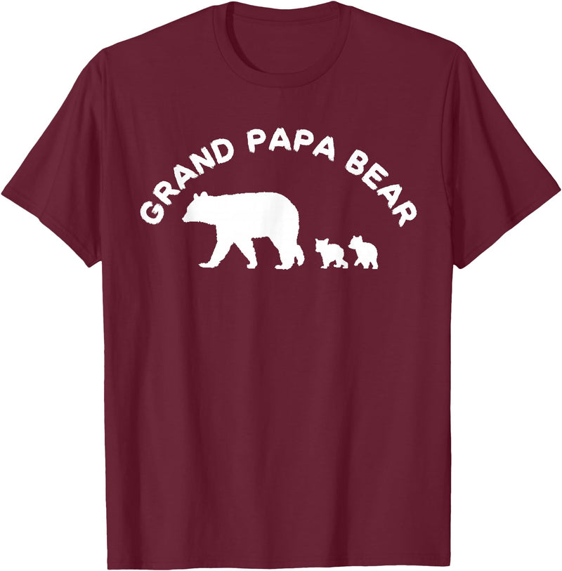 All in the Bear Family Grand Papa Bear Grandpa With 2 Two Cubs Gift T-Shirt - Burgundy