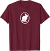 White Silhouette of a Bunny, Stylized for Rabbit Lovers T-Shirt in Burgundy