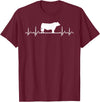 Black Angus Rancher Geschenk Für Bauern Heartbeat ECG Pulse Cow Black Angus Rancher T-Shirt - Burgundy