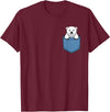 Funny Polar Bear in Pocket for Polar Bear Lover Cute Pocket Polar Bear Lovers T-Shirt - Burgundy