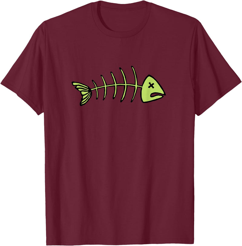 Dead Fish Fish Skeleton T-Shirt - Burgundy