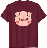 SHIRTSIDE PIG Pig Face Shirt Gift For Pig Lover T-Shirt - Burgundy