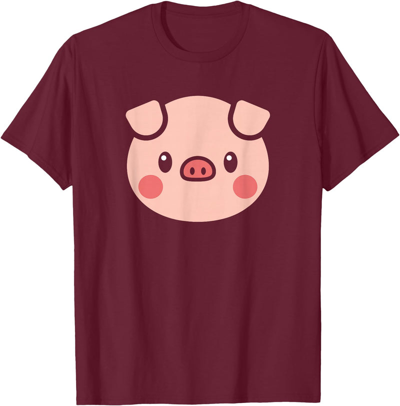 SHIRTSIDE PIG Pig Face Shirt Gift For Pig Lover T-Shirt - Burgundy