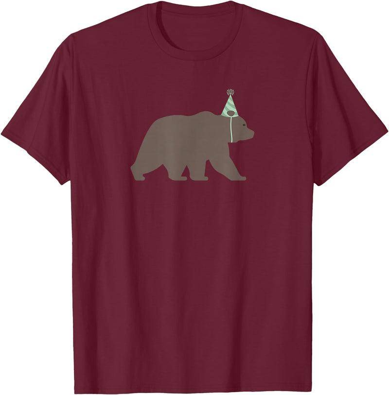 Birthday Animalz Bear Birthday T-Shirt, Kids Animal Birthday Shirt T-Shirt - Burgundy