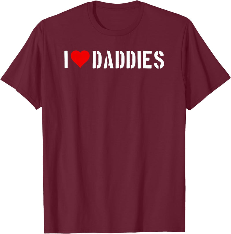 Bear Daddy I Heart (love) Daddies Funny Gay Adult Humor Cute Older Men T-Shirt - Burgundy