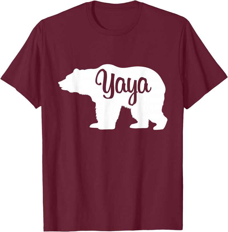 Matching Family Gift Shirts Yaya Bear Silhouette T-Shirt - Burgundy