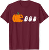 Funny Halloween Tees for Men Women Kids. Funny Gamer Pumpkin Eating Boo Halloween Men Kids Boys T-Shirt - Burgundy