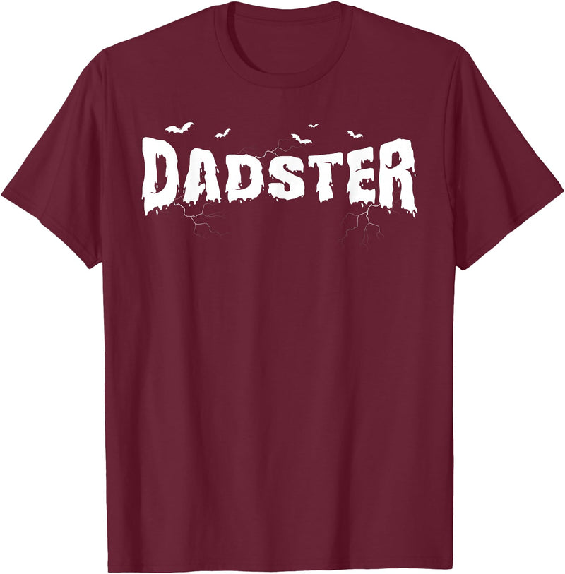 Dadster Matching Family Mom Dad Halloween Party Retro Vintage Dadster Couple Matching Family Mom Halloween T-Shirt - Burgundy