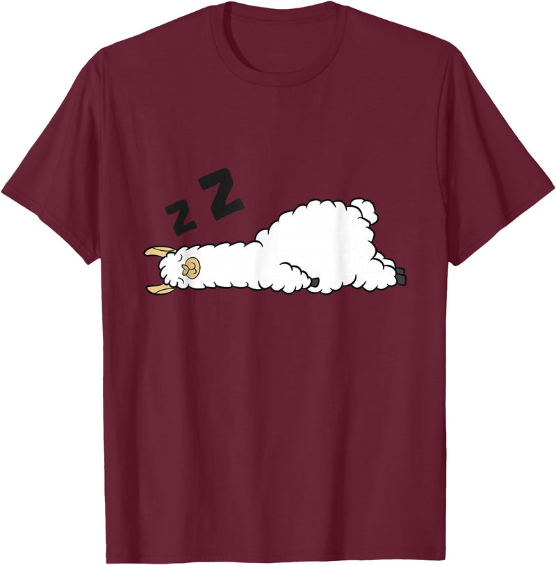 Sleeping Animals Tees And Gifts Llama Sleeping Tired Llama Napping Llama T-Shirt - Burgundy