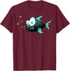 Toothy Fish Funny Snaggle-tooth Fish Art Illustration T-Shirt - Burgundy