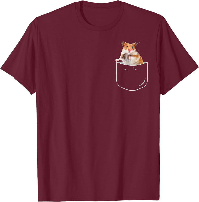 Pocket Hamster Shirt, Funny Hamster in Pocket Gift Tshirt T-Shirt - Burgundy