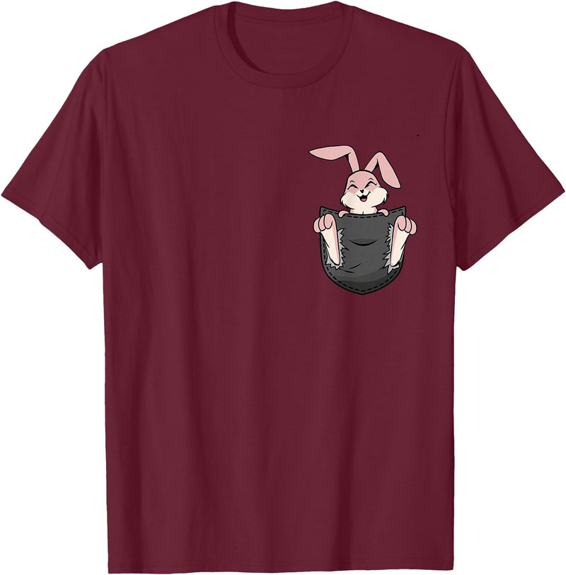 Cute Rabbit Bag Lover Bunny Graphic T-Shirt in Burgundy