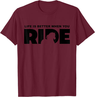 BASBO Horse Riding T-Shirt - Burgundy