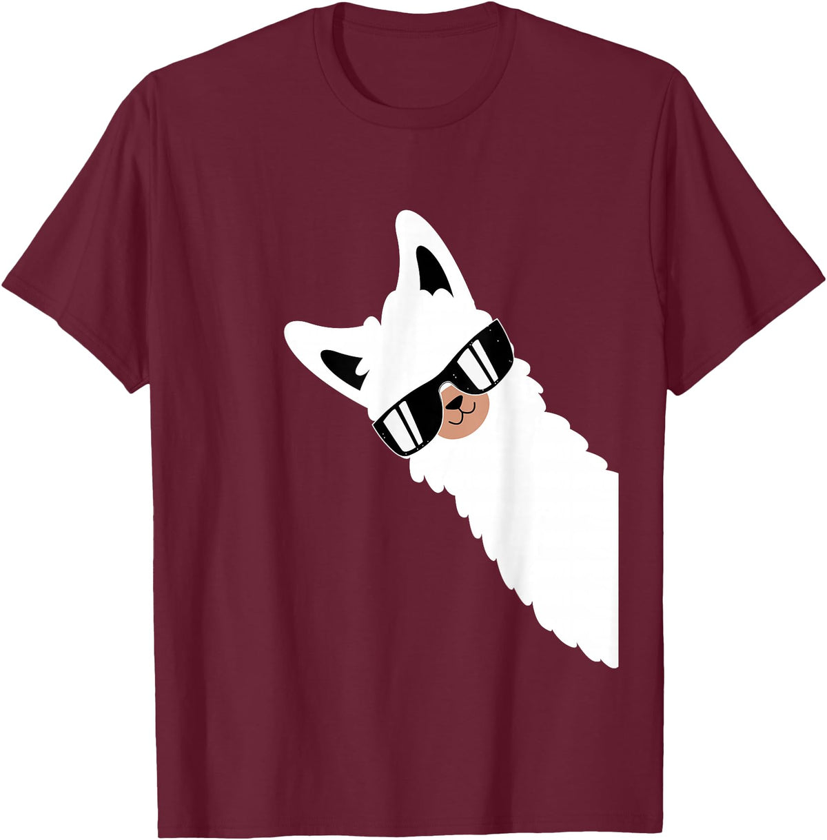 Funny Alpaca Apparel Lama Llama Alpaca with Sunglasses Lama Lover - Cool Lama T-Shirt - Burgundy