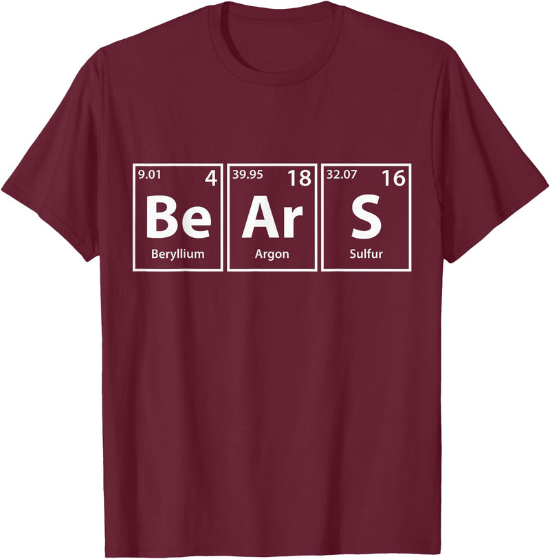 Periodic Tees Co. Bears (Be-Ar-S) Periodic Table Elements Shirt T-Shirt - Burgundy
