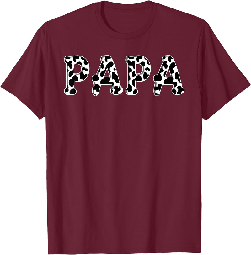 Cow Pattern Print Family Matching Birthday Apparel Cow Papa Birthday Family Matching Girl Boy Farm Birthday T-Shirt -