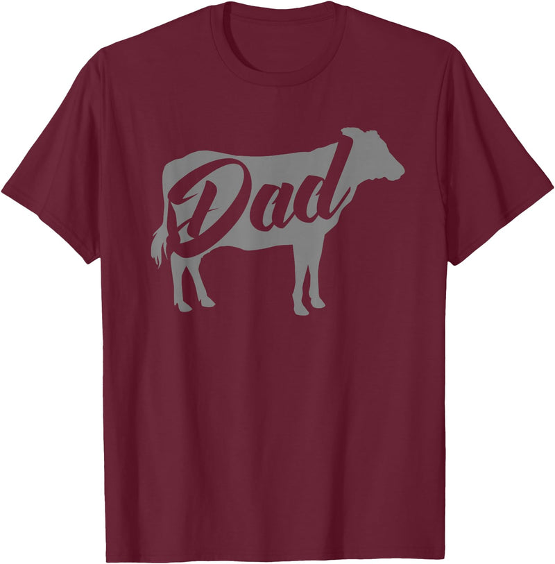 Cow Dad Apparel Daddy Cow for Dad's Who Lover Cows T-Shirt - Burgundy