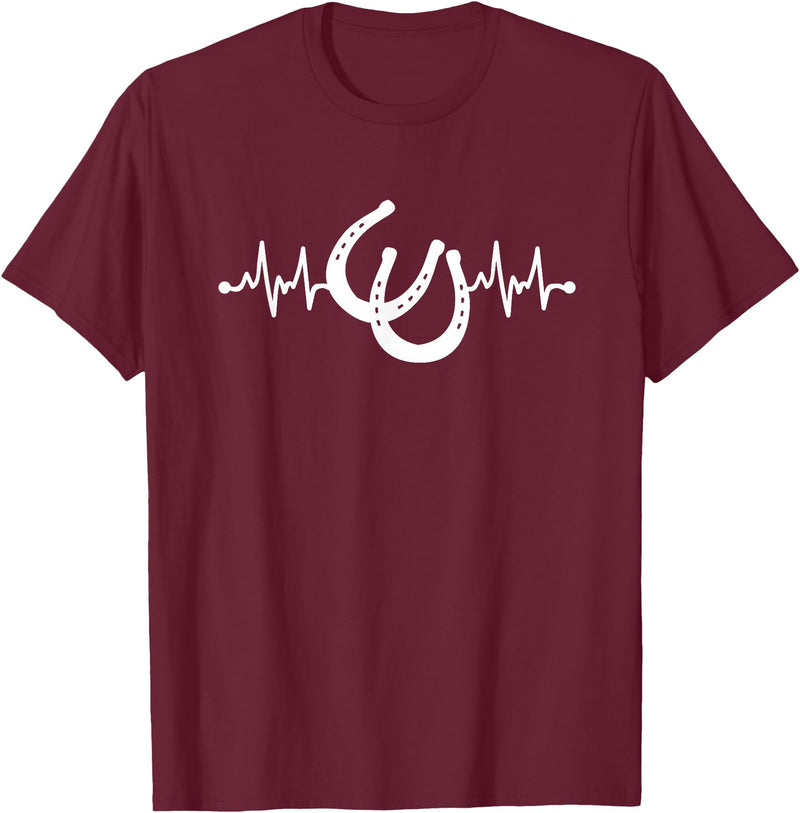 Horseshoe Horse Heartbeat Apparel Heartbeat Horse Lover Clothing - Horse Heartbeat T-Shirt - Burgundy