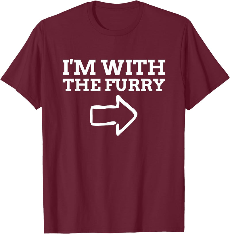 Furry Fandom Gifts I'm with The Furry T-Shirt - Burgundy