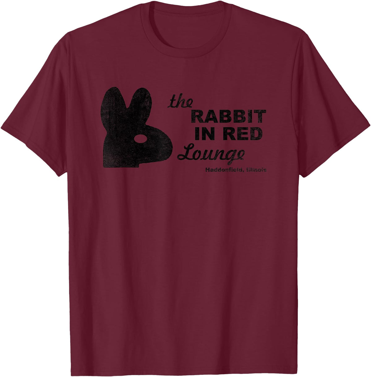The Rabbit in Red Lounge Halloween T-Shirt in Burgundy