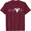 Cute Cow Lover funny DM Cattle Cow Heart Valve EKG Heartbeat, Cute Cow Lover funny T-Shirt - Burgundy