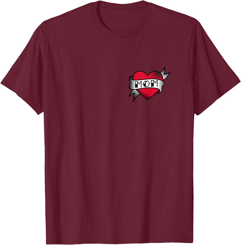 Mama Bear Tee Shirts Mom Heart Tattoo T-Shirt T-Shirt - Burgundy