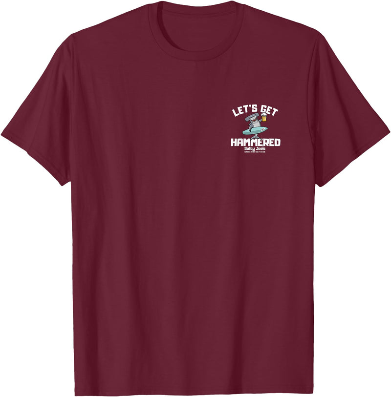 SALTY JOES Salty Joe's - Let's Get Hammered Lightweight, Graphic T-Shirt - Burgundy