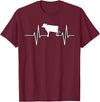 Animal Funny Farmer Farmers Gift Cow Cattle Beef Heartbeat Funny T-Shirt - Burgundy